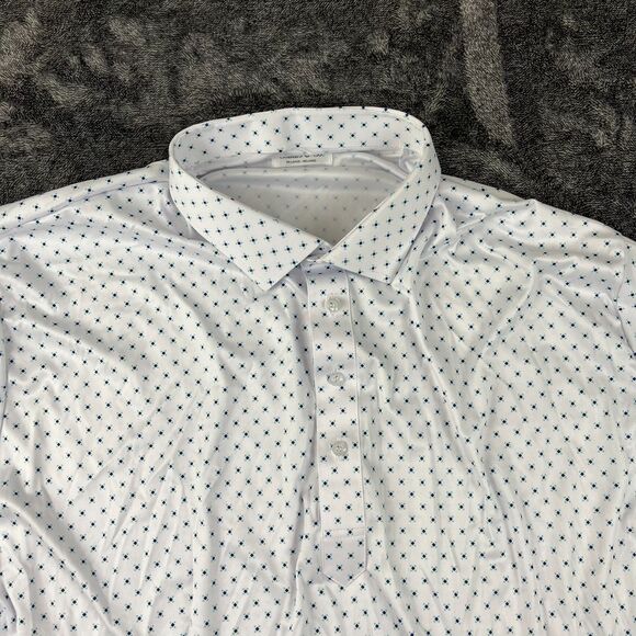 Collars and Co Relaxed Fit Polo Short Sleeve Geometric White Men's 3XL - Picture 2 of 11